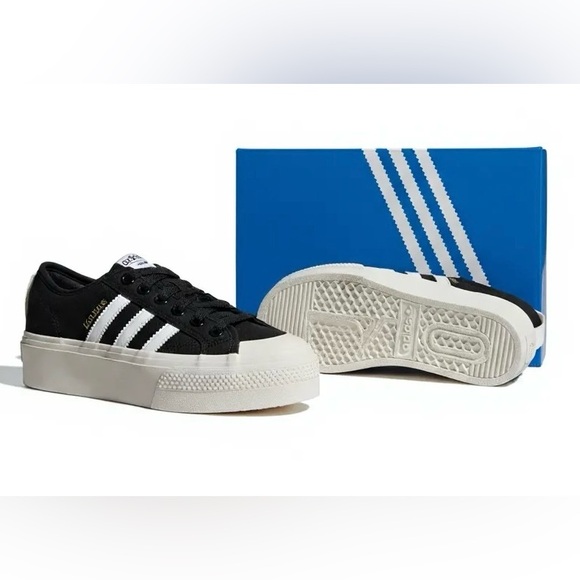 adidas Black and White Platform Shoes - Picture 1 of 7